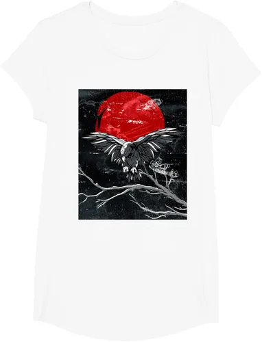 Vista 62 de Red Moon Raven - Camiseta japonesa de cuervo negro, Negro, S