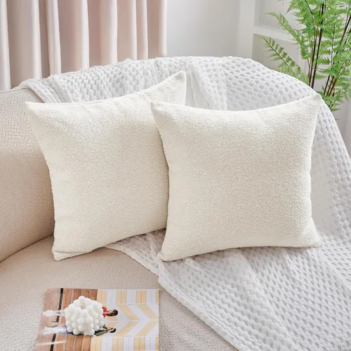 Vista 31 de Deconovo Juego de 2 fundas de almohada de pana suave con cremallera invisible, 16 x 16 pulgadas, color gris pardo, decoración del hogar para sofá