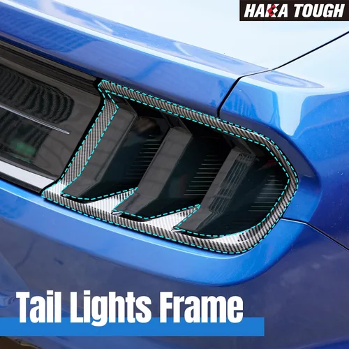 Vista 3 de HAKA TOUGH Cubierta de lámpara de luz trasera + marco de luces traseras para Ford Mustang 2018 2019 2020 2021 luces traseras marco biseles anillo