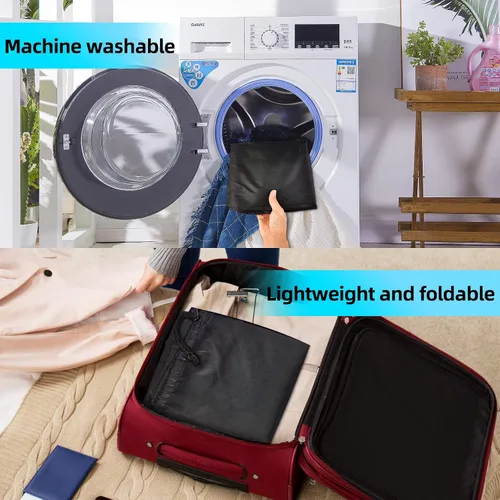 Vista 4 de Bolsa de lavandería de viaje extra grande con cierre de cordón, bolsas de almacenamiento de mantas de 130 litros, lavable a máquina, bolsa