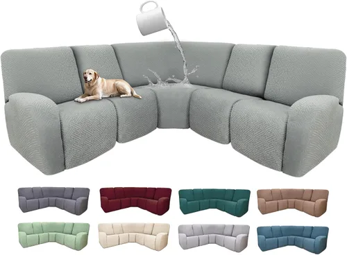 Vista 32 de Fundas de sofá reclinable seccional 100% impermeables para sofá reclinable en forma de L, funda de sofá modular de esquina en forma de L, fundas