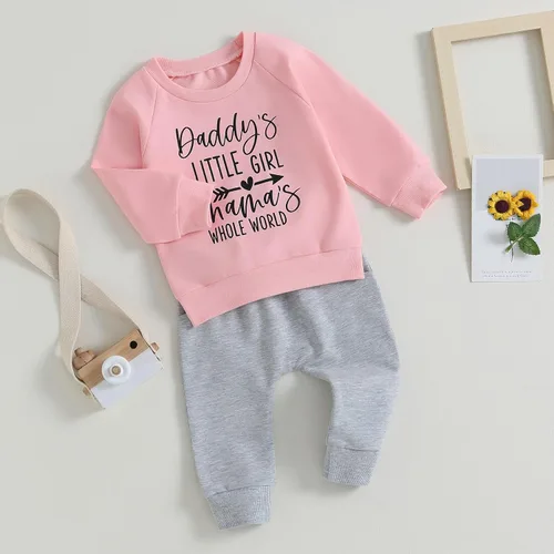 Vista 3 de Conjunto de sudadera de manga larga con estampado de corazón y cordón para el día de San Valentín