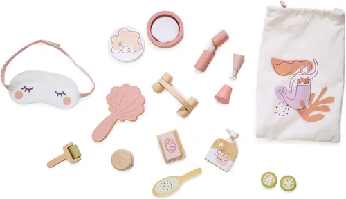 Vista 3 de Tender Leaf Toys - Set de Retiro de Spa - Set de Juguetes de Juego de 20 Piezas de Madera para Simular el Cuidado Personal con Bolsa de Cordón