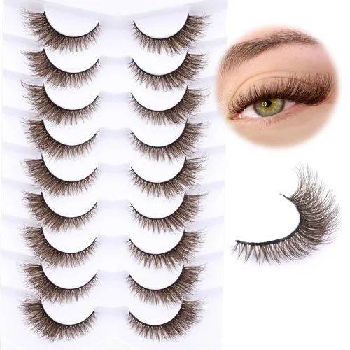 Vista 10 de Wispy Half Lashes Strips Cat Eye False Eyelashes Natural Corner Lashes