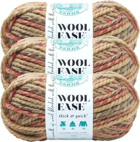 Vista 179 de Lion Brand Yarn - Ovillo de lana Wool-Ease Thick & Quick color fuerza aérea Super Bulky Wool Acrylic Blend Fiber for Soft Hats, Sweaters, Chunky