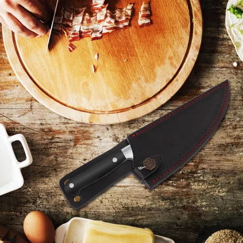 Vista 7 de CALLARON Funda de cuero para cuchillo de chef de 13 pulgadas, fundas portátiles para cuchillos, cubierta segura para cuchillos de chef, cubierta