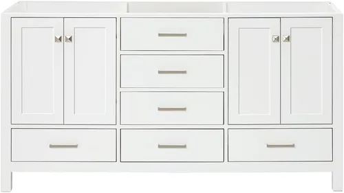 Vista 32 de ARIEL Cambridge Mueble base de tocador de baño de 36 pulgadas, madera maciza, 2 puertas de cierre suave, 5 cajones de cola de milano, roble marrón