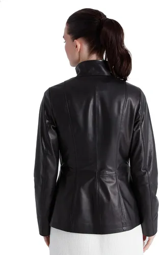 Vista 7 de Bigardini Chaqueta italiana de cuero genuino para mujer, piel de cordero real