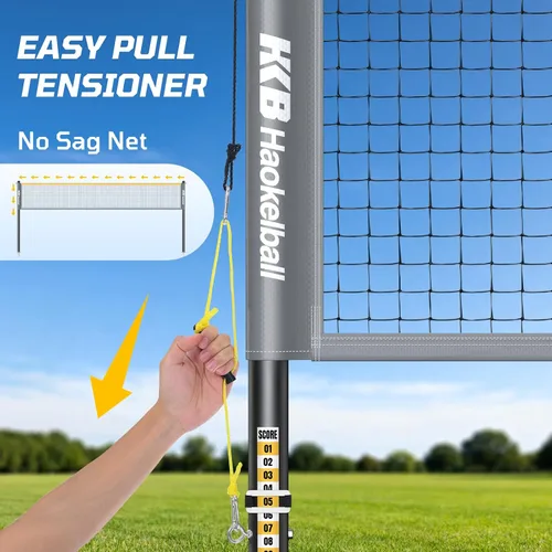 Vista 2 de Outdoor Badminton Net Set with Anti-Sag Winch System - 20ft Badminton Net, 4 Rackets, 3 Shuttlecocks & Carry Bag, Badminton Set for Backyard, Grass