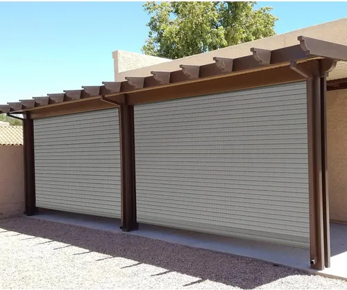 Vista 2 de E&K Sunrise - Persiana enrollable para exteriores de 5 pies de ancho x 6 pies de alto, diseño calado, para patio, porche, jardín, glorieta, terraza