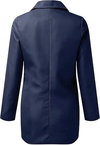 Vista 5 de Blazers sólidos para mujer, casual, de negocios, 2023, otoño, manga larga, para trabajo, oficina, chaqueta de talla grande, cárdigan frontal abierto