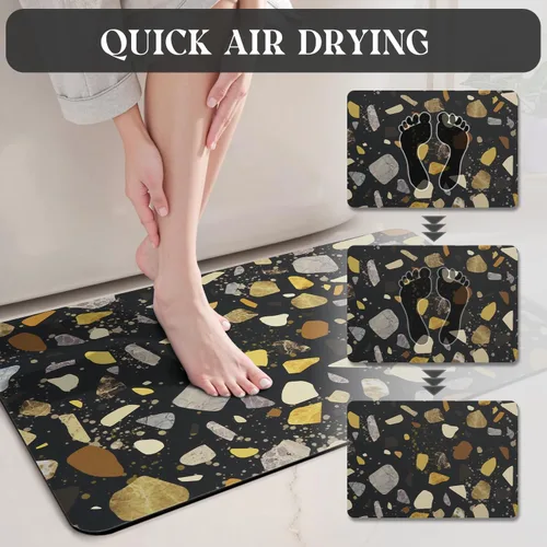 Vista 4 de MontVoo -Tapete de baño-Alfombras de baño delgadas antideslizantes para debajo de la puerta- Superficie de gamuza sintética absorbente, de secado