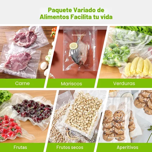 Vista 5 de Bonsenkitchen Bolsas Selladoras al Vacío, Rollos de 8" x 50' Paquete de 2 para Almacenamiento de Alimentos, Sin BPA, Resistente, Rollo de Alimentos