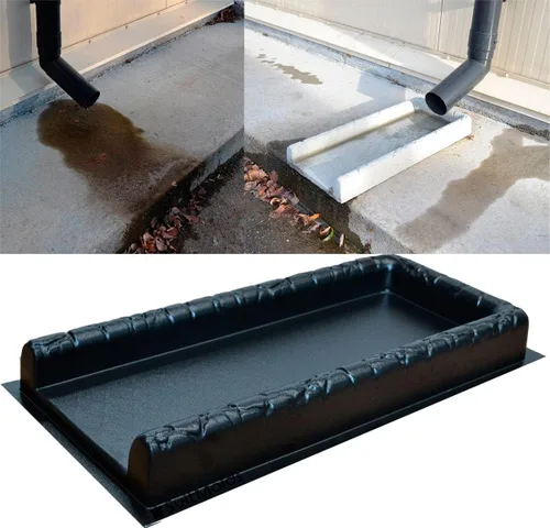 Vista 7 de Moldes de hormigón DIY Canaleta de lluvia Downspout Splash Block ABC plástico decorativo Downspout Darden Decoración S61