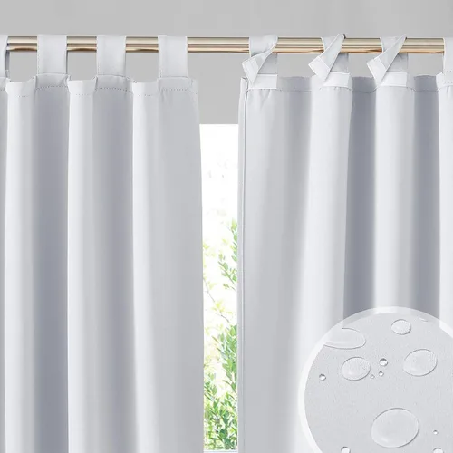 Vista 12 de RYB HOME Cortinas para Exteriores para Patio - 2 Paneles Cortinas para Exteriores Desmontables con Parte Superior Adhesiva Impermeables Opacas