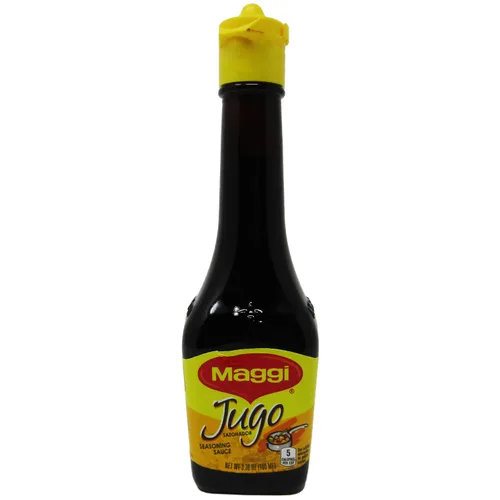 Vista 2 de Jugo Maggi Salsas de condimento Lote de dos botellas de vidrio selladas de 3.38 oz cada una