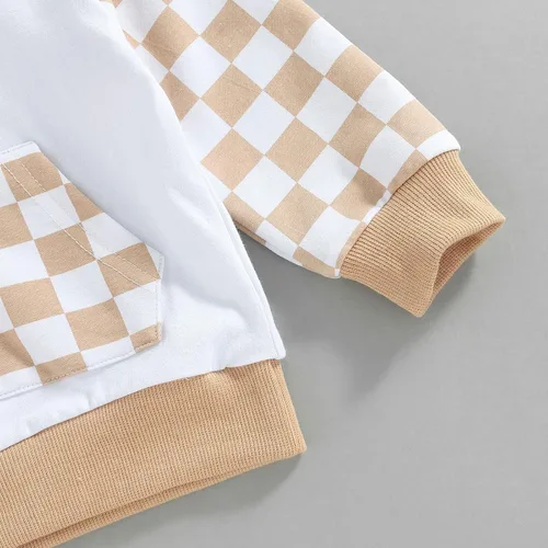 Vista 5 de Karesoull Conjunto de ropa para niños pequeños, sudadera de retazos, manga larga, pantalones lisos, para otoño e invierno