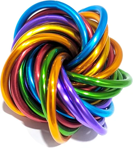 Vista 30 de Bola Fidget Möbii (MultiColor): Herramienta de juguete silenciosa para aliviar el estrés, ansiedad y estimular el ADHD para el hogar, viajes Cromo