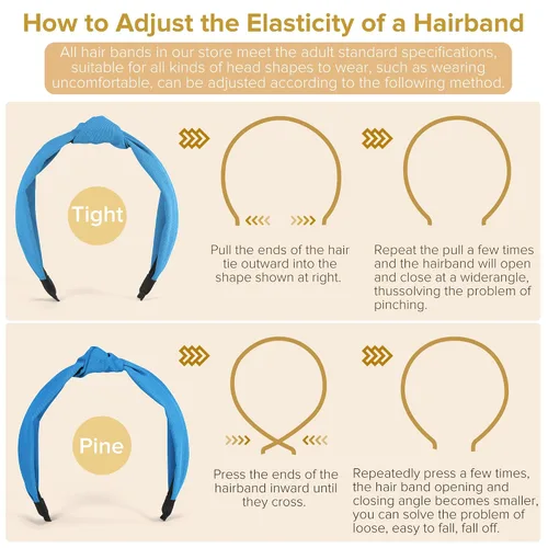 Vista 5 de DiyJibb Diademas para Mujeres y Niñas - 6 Piezas Diademas Elegantes con Nudo Superior - Diadema Anudada para Mujeres - Bandas para la Cabeza Anchas