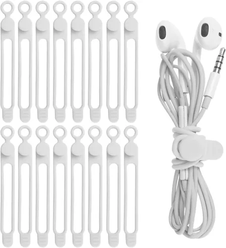 Vista 21 de Bridas de silicona para cables, organizador de cables (16 negro (16pcs-Black)