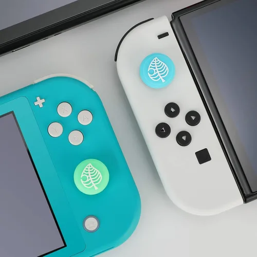 Vista 6 de Tscope Lindas tapas de agarre para el pulgar para Nintendo SwitchLiteOLED, para Animal Crossing Kawaii Leaf Joystick Analog Soft Silicone Button