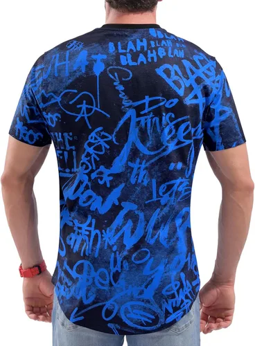 Vista 3 de DEOLAX Camiseta para hombre a la moda con cuello redondo para hombre, camisetas clásicas casuales para hombre, manga corta, hipster, hipster