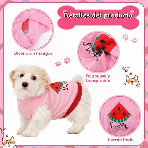 Vista 3 de Frienda Paquete de 6 ropa para perros pequeños, bonitos patrones, talla XS