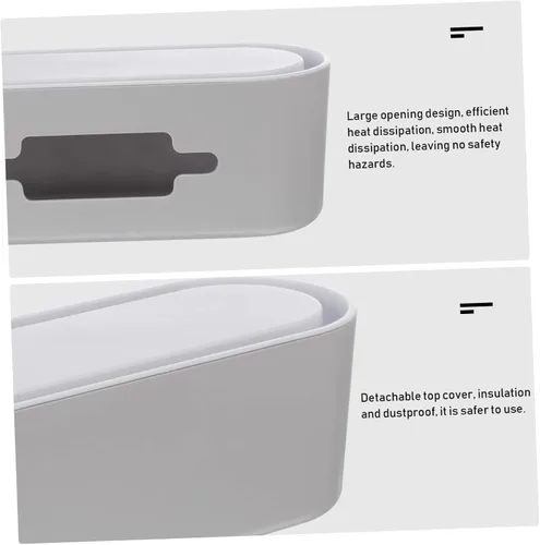 Vista 5 de Caja organizadora de cables y soporte de almacenamiento de cables, diseño de disipación de calor, evita el acceso de mascotas, multiusos, simple Gris