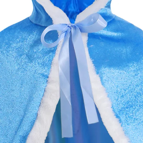 Vista 5 de OPBIN - Disfraz de princesa de piel con capucha para niñas, Navidad, Halloween, cumpleaños, juego de rol, cosplay