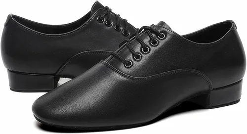 Vista 6 de Men's Ballroom Dance Shoes Black Leather Sole Tango Salsa Latin Character Shoe