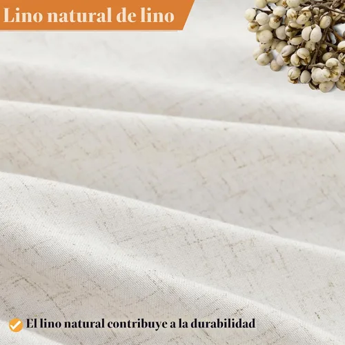 Vista 4 de Nanspring Cortina de ducha de lino extra larga para baño, 96 pulgadas Natural
