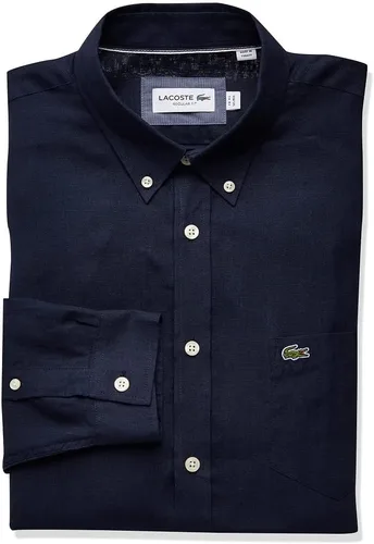 Vista 7 de Lacoste Camisa casual de lino con botones para hombre azul (Rill Light Blue)