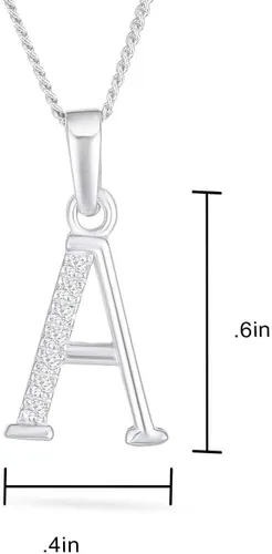 Vista 4 de Bling Jewelry Delicado ABC Cubic Zirconia pavé CZ mayúscula bloque letra alfabeto inicial collar para mujeres adolescentes plata esterlina 925