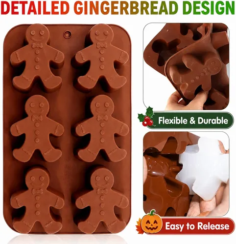 Vista 4 de Molde de silicona para hornear, molde de chocolate para hombre de jengibre, molde de jabón para bricolaje