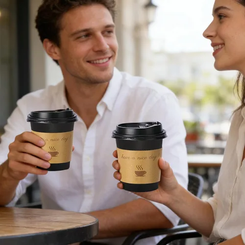 Vista 5 de Lamosi Paquete de 100 tazas de café de 10 onzas, vasos de papel desechables