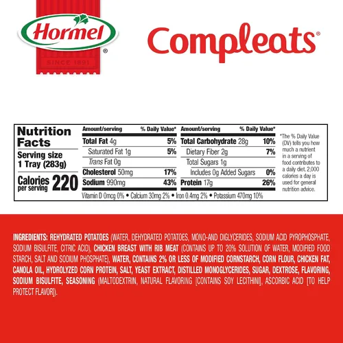 Vista 2 de HORMEL COMPLEATS Pechuga de pollo y puré de papas con bandeja para microondas, 10 onzas (paquete de 6) Calentar y comer, comidas en microondas