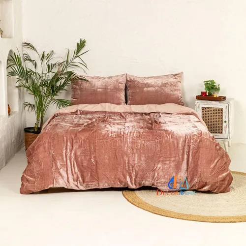 Vista 23 de Funda de edredón de terciopelo sólido ultra-luxe, ropa de cama boho UO, funda de colcha Donna, juego de edredón de 3 piezas, juego de cama de Aqua