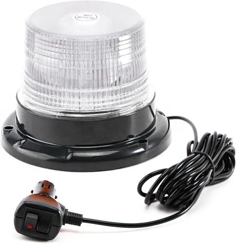 Vista 12 de Luces de baliza estroboscópicas ámbar con base magnética, barra de luz mini de emergencia de flash de seguridad de 12-24V para camiones, vehículos