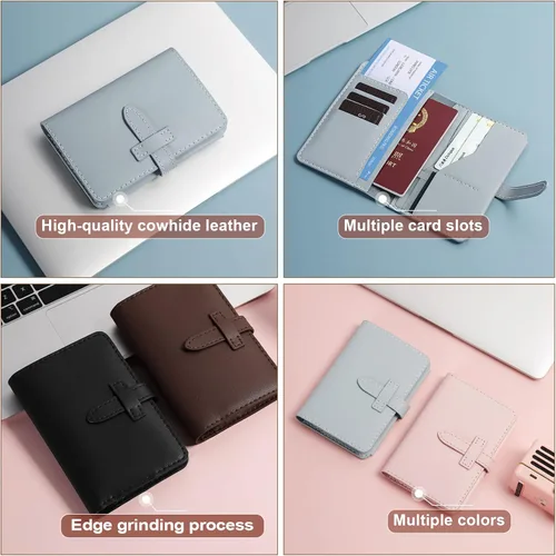 Vista 2 de POPSEWING Kit de fabricación de carteras para pasaporte, kit de cartera de cuero de vaca, cartera con clip para dinero para hombres, cartera
