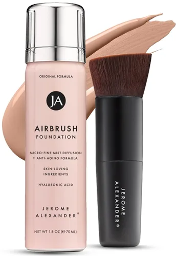 Vista 14 de Jerome Alexander MagicMinerals AirBrush Foundation - Set de 2 piezas con base en aerosol y brocha Kabuki - Maquillaje en aerosol con ingredientes