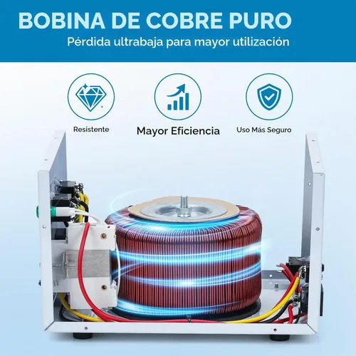 Vista 6 de Transformador de voltaje de 3000 W, convertidor de potencia de 110 V/120 V y 220 V/240 V, regulador toroidal de 4 salidas, protección contra