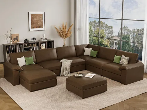 Vista 10 de EASE MOOSE Sofá modular seccional, sofá en forma de U para sala de estar Beige