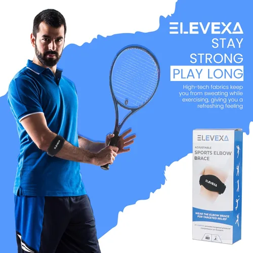 Vista 5 de ELEVEXA - 1 codera de tenis para hombres y mujeres, codera de golfistas para compresión y soporte de codo, transpirable y fácil de lavar