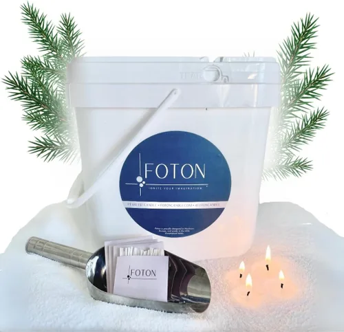 Vista 17 de Foton Pearled Candle - Vela de cera en polvo de 18 onzas – Velas de arena de cera en polvo con aroma a abeto navideño festivo, no tóxicas, de larga