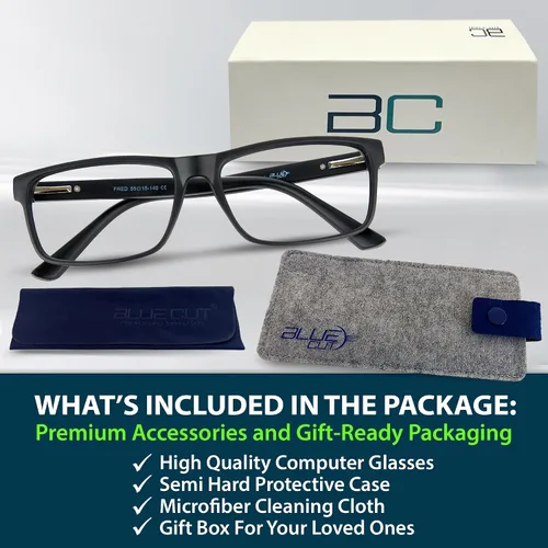 Vista 6 de BLUE CUT - Gafas de bloqueo de luz azul para hombres y mujeres – Anteojos antifatiga para computadora y juegos para reducir la fatiga ocular, negro