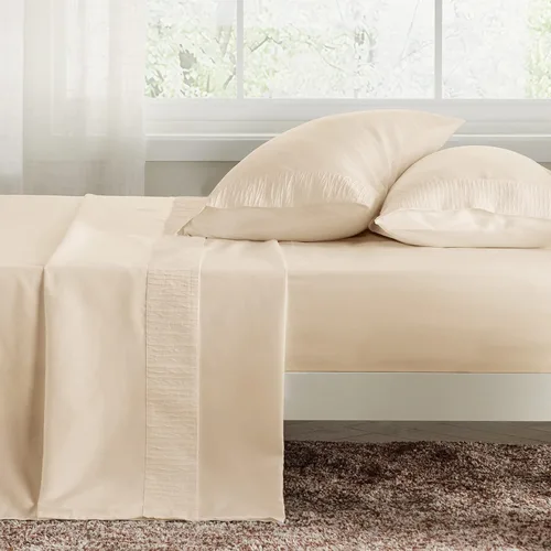 Vista 5 de Bedsure Juego de funda de almohada de satén tamaño queen para cabello y piel, color beige
