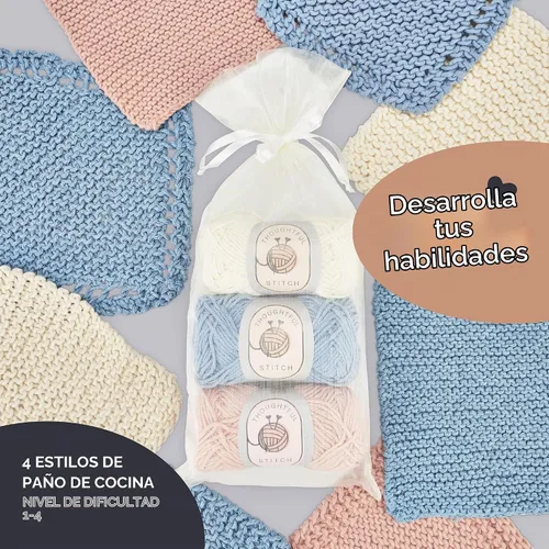 Vista 2 de Thoughtful Stitch Kit de tejido para principiantes, adultos y niños, kit completo de tejer, juego de hilo para aprender a tejer con libro tutorial