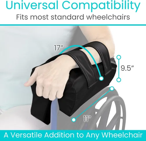 Vista 2 de Vive - Canal de apoyo lateral para brazo para silla de ruedas (1 pieza) - Accesorio de cojín para reposabrazos - Almohada para reposabrazos y codos
