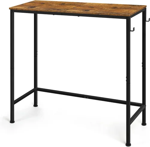 Vista 9 de Mesa de entrada estrecha negra moderna – Mesa de sofá delgada con ganchos para sala de estar, vestíbulo, dormitorio, pasillo, oficina