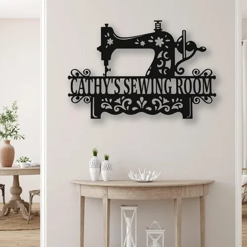 Vista 7 de Letrero de metal personalizado para máquina de coser, arte de pared personalizado para habitación, para mamá, abuela, nana, mimi, alcantarillas